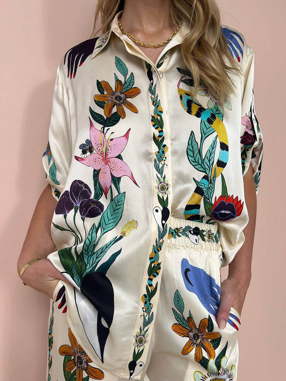 Elowen - To-delt sæt med blomsterprint