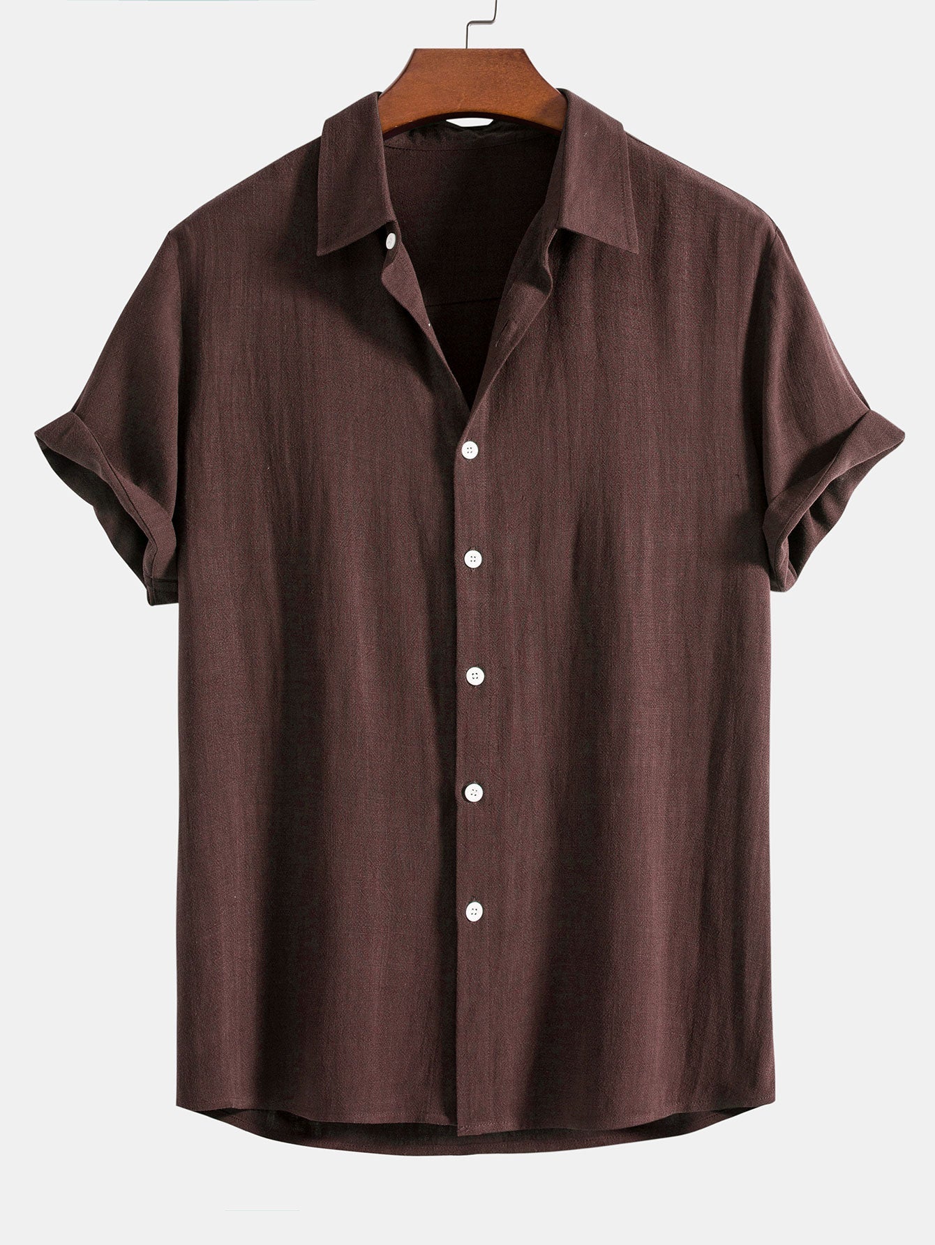 Men’s Linen Blend Short Sleeve Shirt Relaxed Button Fit