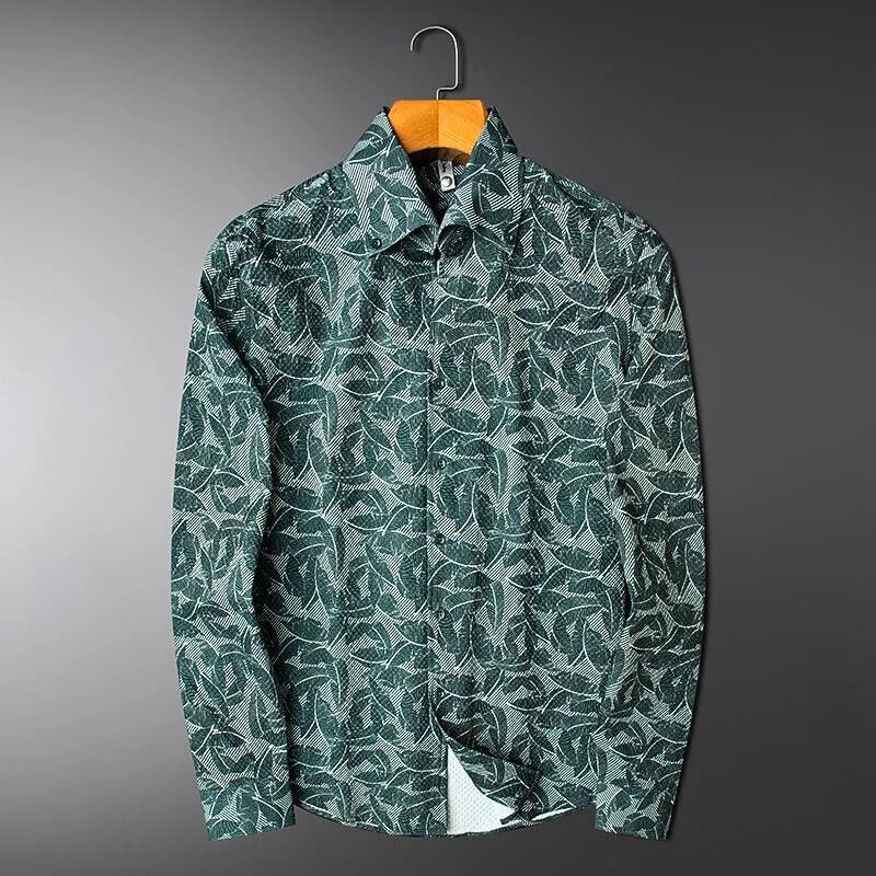 JVance® Signature Series Leaf Motif Jacquard Seersucker Shirt