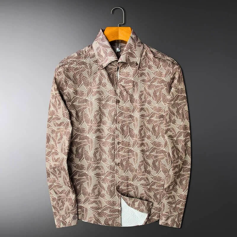JVance® Signature Series Leaf Motif Jacquard Seersucker Shirt