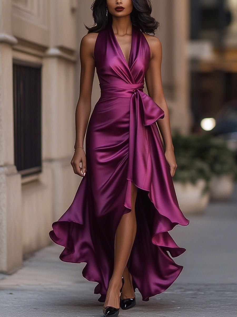 GRETA | Abito in Satin Drappeggiato in Vita
