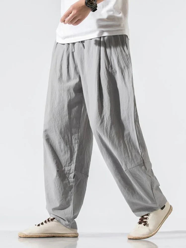 Men's Vintage Wijde Katoen Linnen Losse Broek