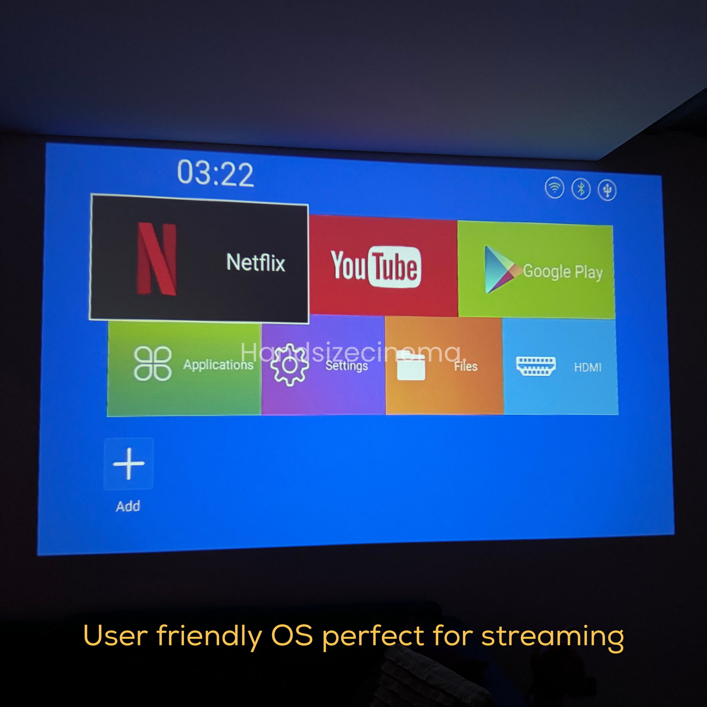 4K Smart Projector + FREE Game Stick Projector Screen