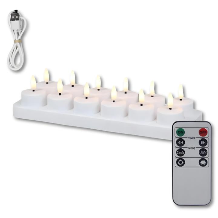 Wiederaufladbare LED-Kerzen mit Basis und Fernbedienung