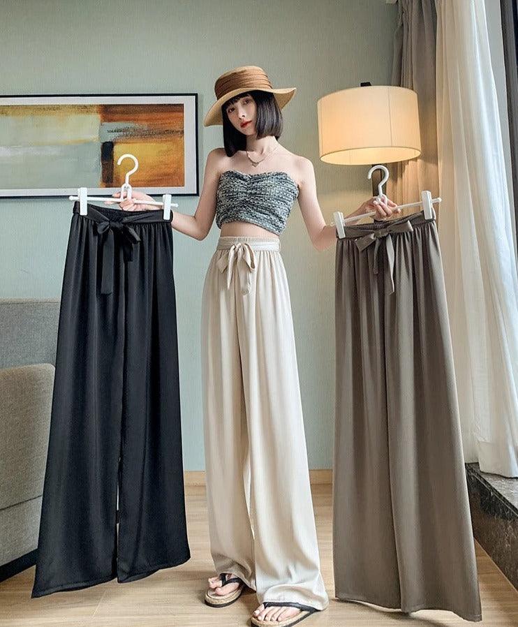 Silksommar® Collection - High-Waist & Loose-Fit Ultra Comfy Ice Silk Satin Trousers