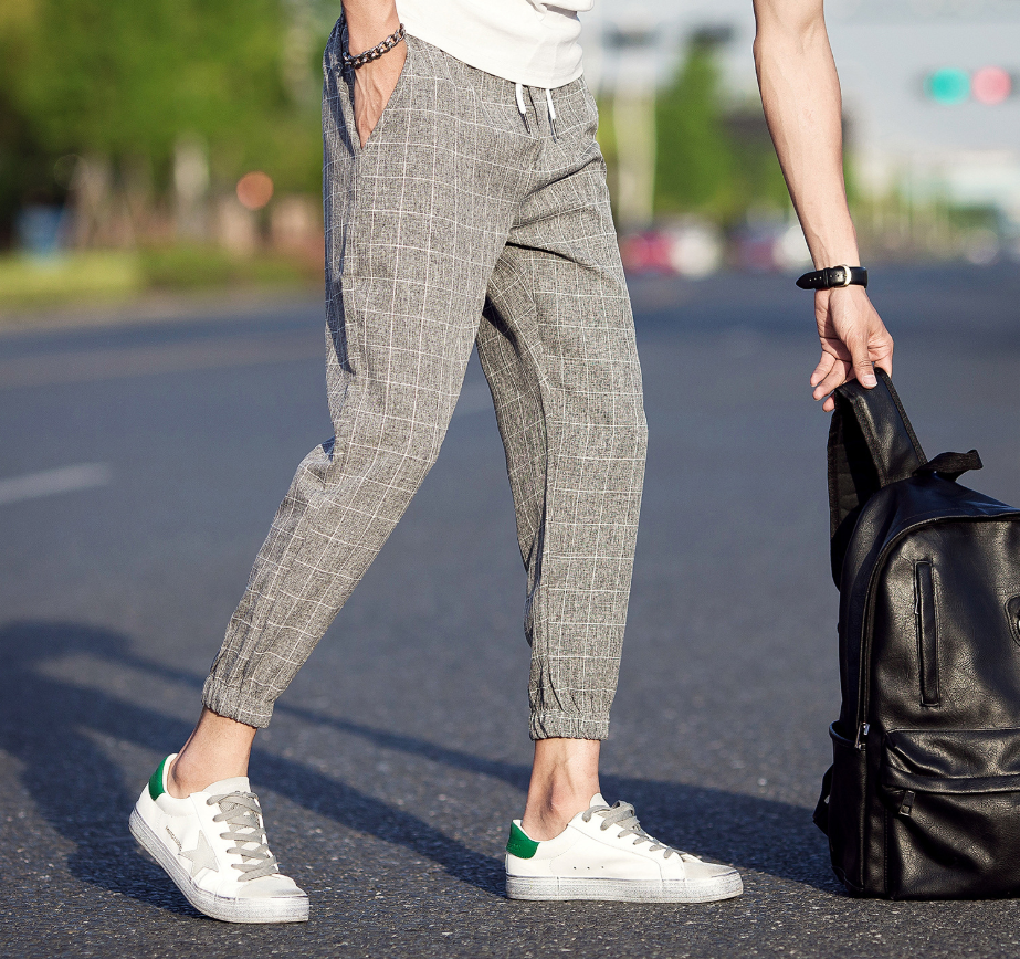 Slim Fit Plaid Trousers