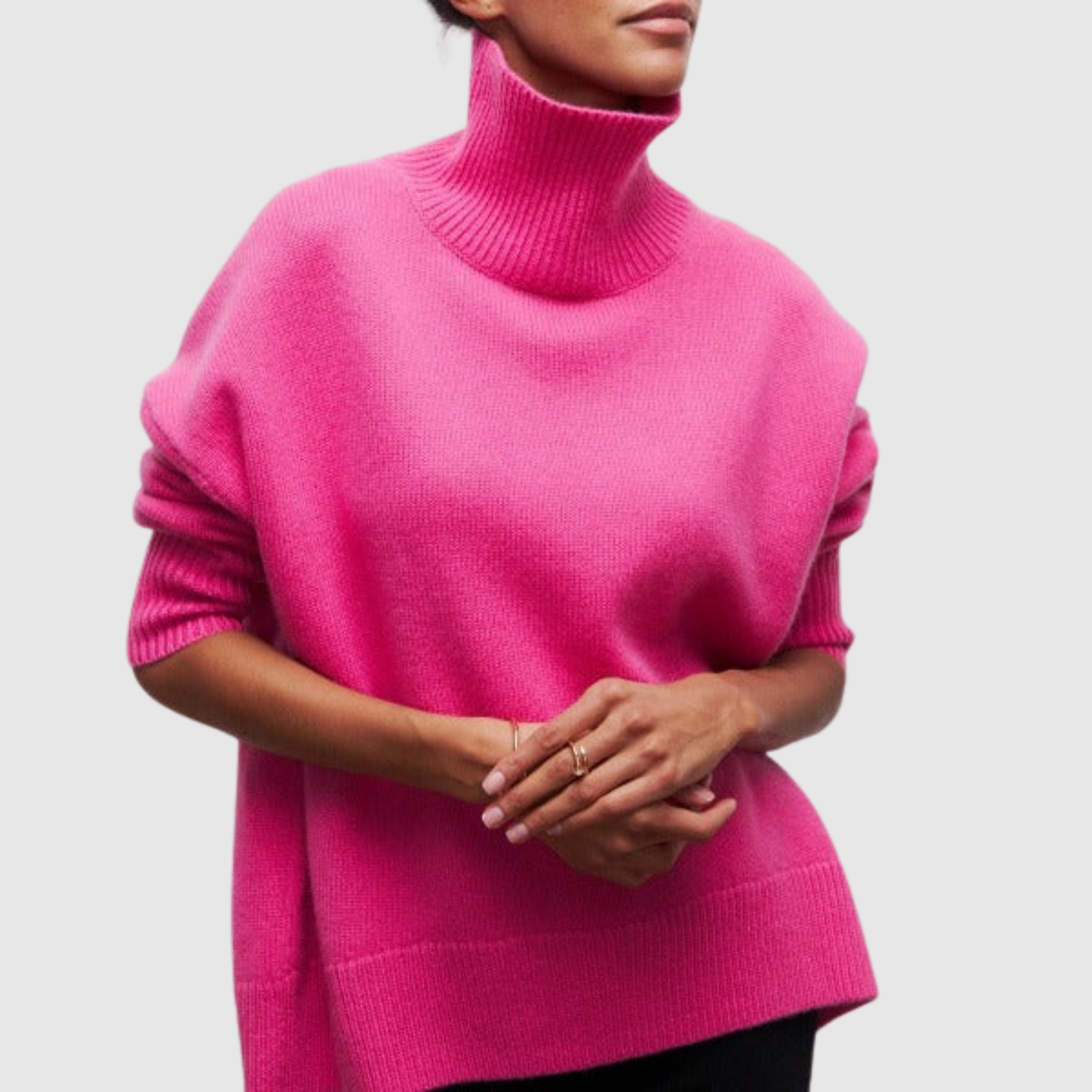 Amelia – Oversize sweter z wysokim kołnierzem