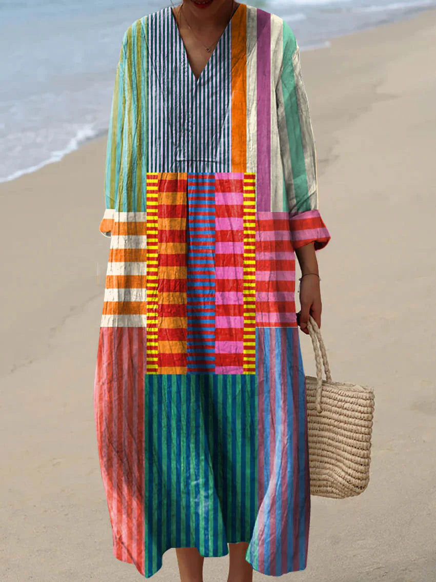 ELARA | Colorful Patchwork Maxi Dress