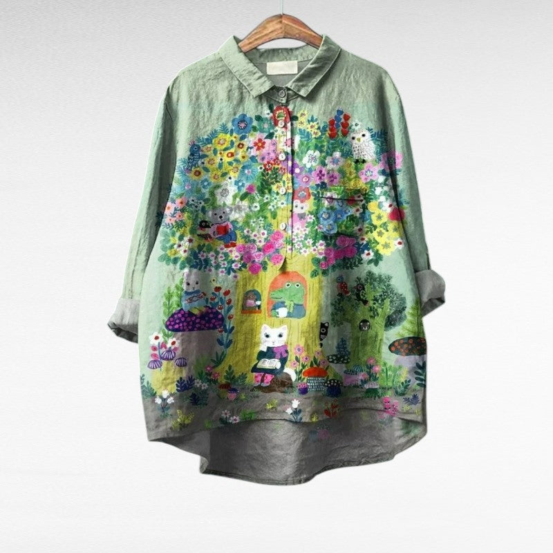 Mireva – Blouse Vintage Mosaïque Colorée