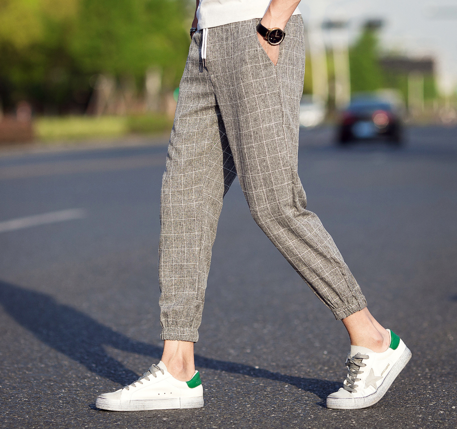 Slim Fit Plaid Trousers