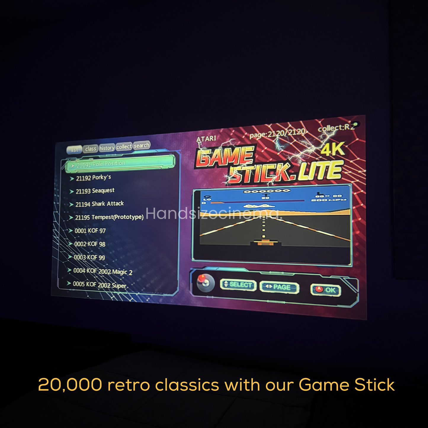 4K Smart Projector + FREE Game Stick Projector Screen