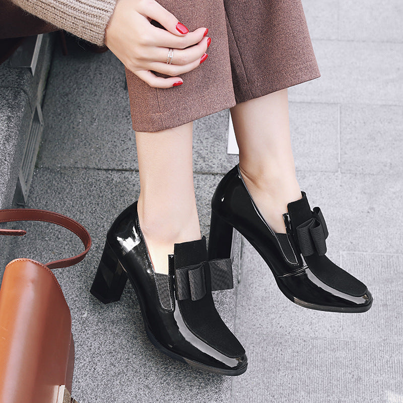 40-43 Lrge Size Shoes 2018 Spring New Single Shoes Thick Heel Women s Shoes