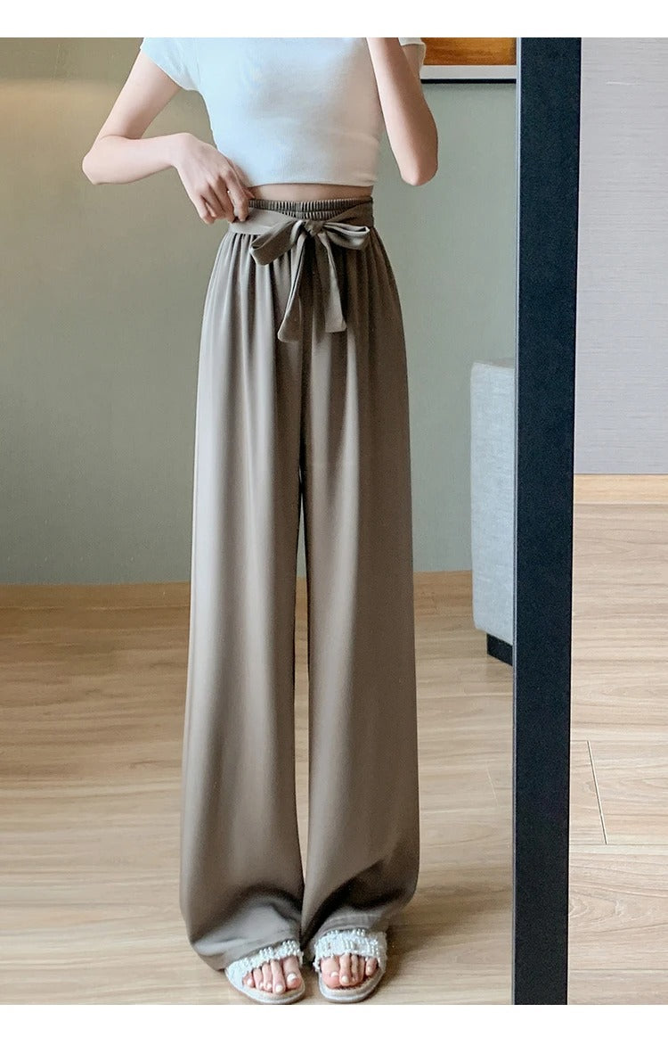 Silksommar® Collection - High-Waist & Loose-Fit Ultra Comfy Ice Silk Satin Trousers