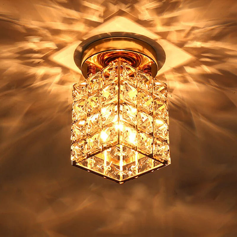 Elara | Plafondlamp – Modern Kristal Design in Goud & Glas