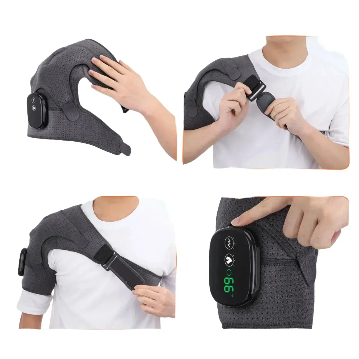 Smertelindring Skulderbandage med Justerbar Varme og Massage
