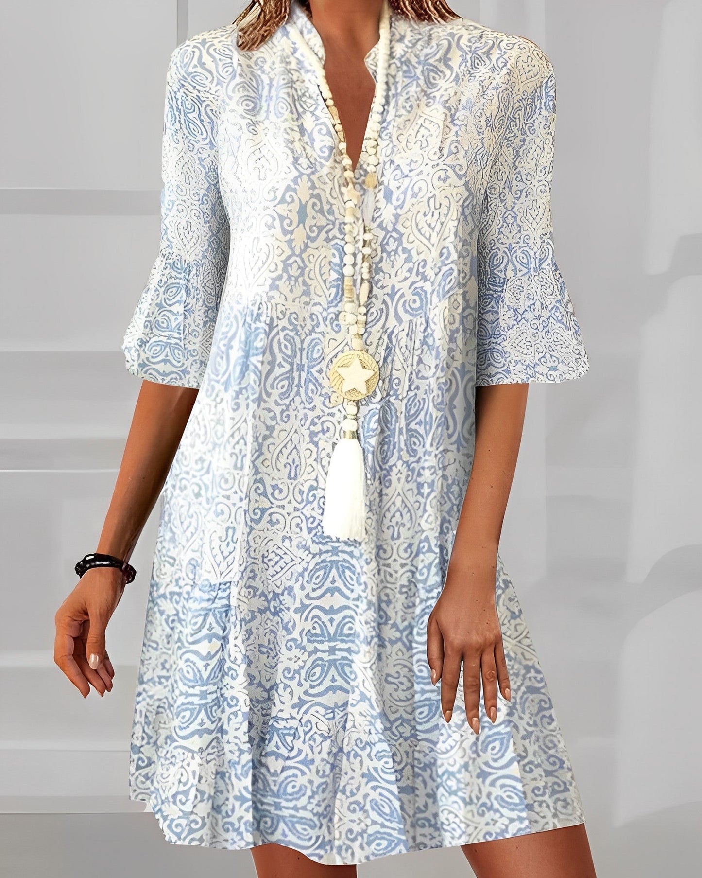 Gaëlle – Robe mini élégante à manches mi-longues femme