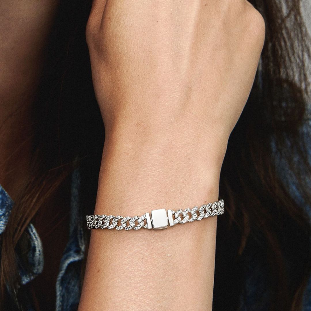 Pave Cuban Bracelet with Gemstone Accents for events and Daily Wear