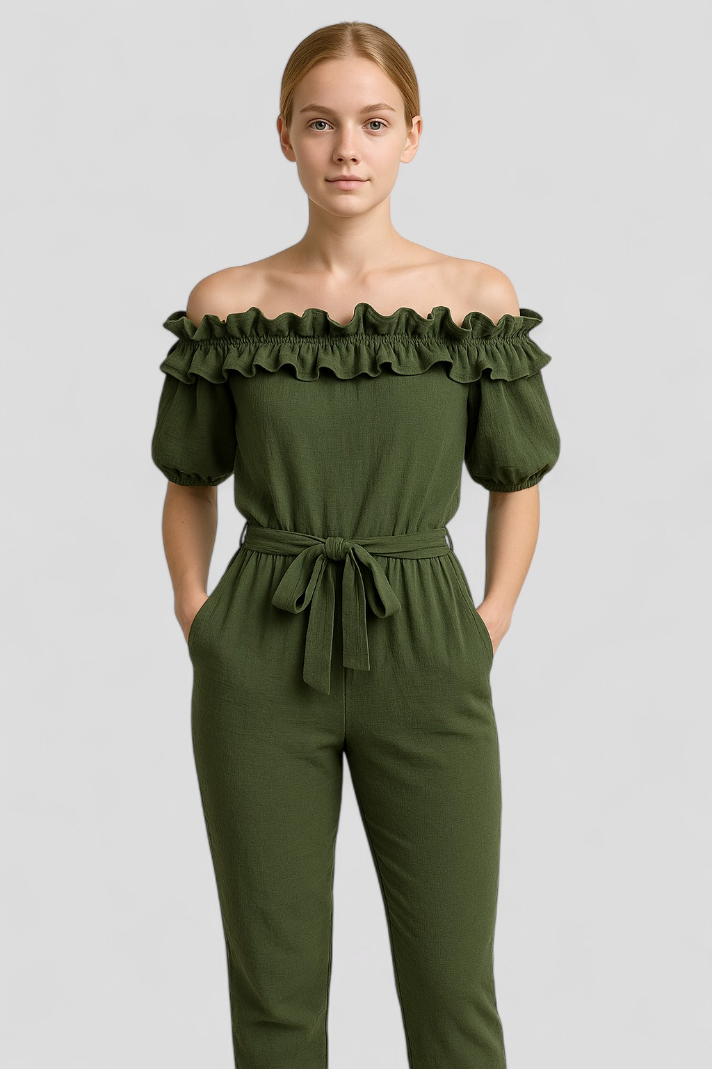 Kombinezon con Maniche a Volant - - abbigliamento estivo abito comodo capo alla moda kombinezon elegante look romantico maniche a volant outfit serale stile e comfort versatilità moda vestiti femminili - Concept Palermo
