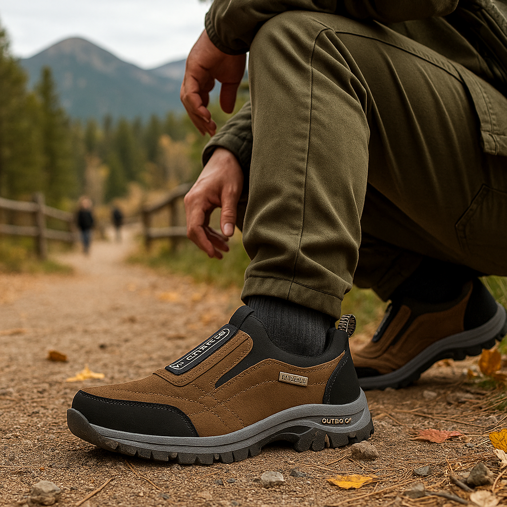 Men's Slip-On Hiking Shoes - Lightweight Sole - Non-Slip Traction
