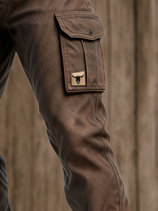 Szczepan | Spodnie Cargo brązowe trwałe