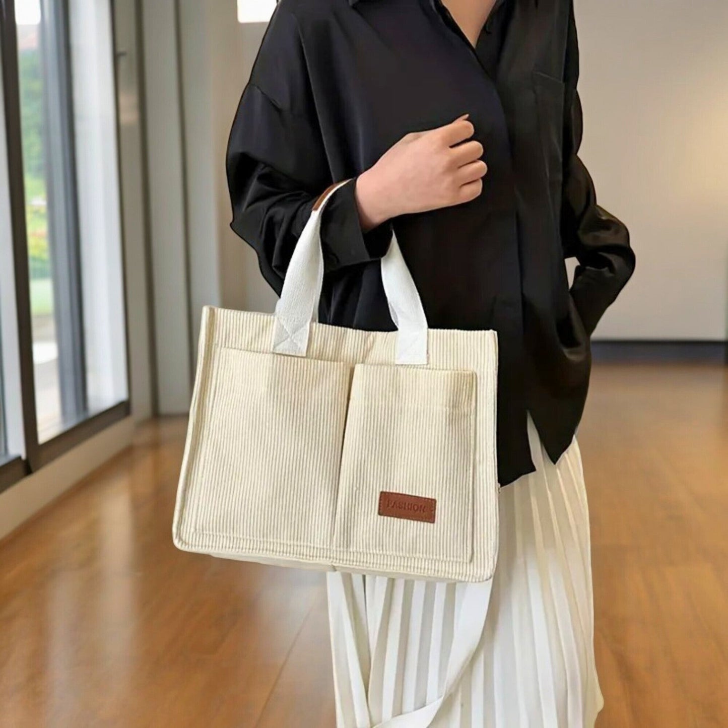 Corduroy Tote Bag (+ Free Travel Bag)
