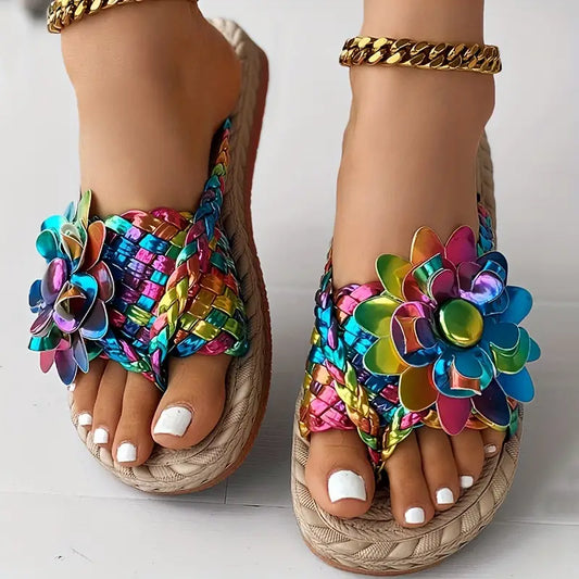 Rainbow Blooms Floral Sandals