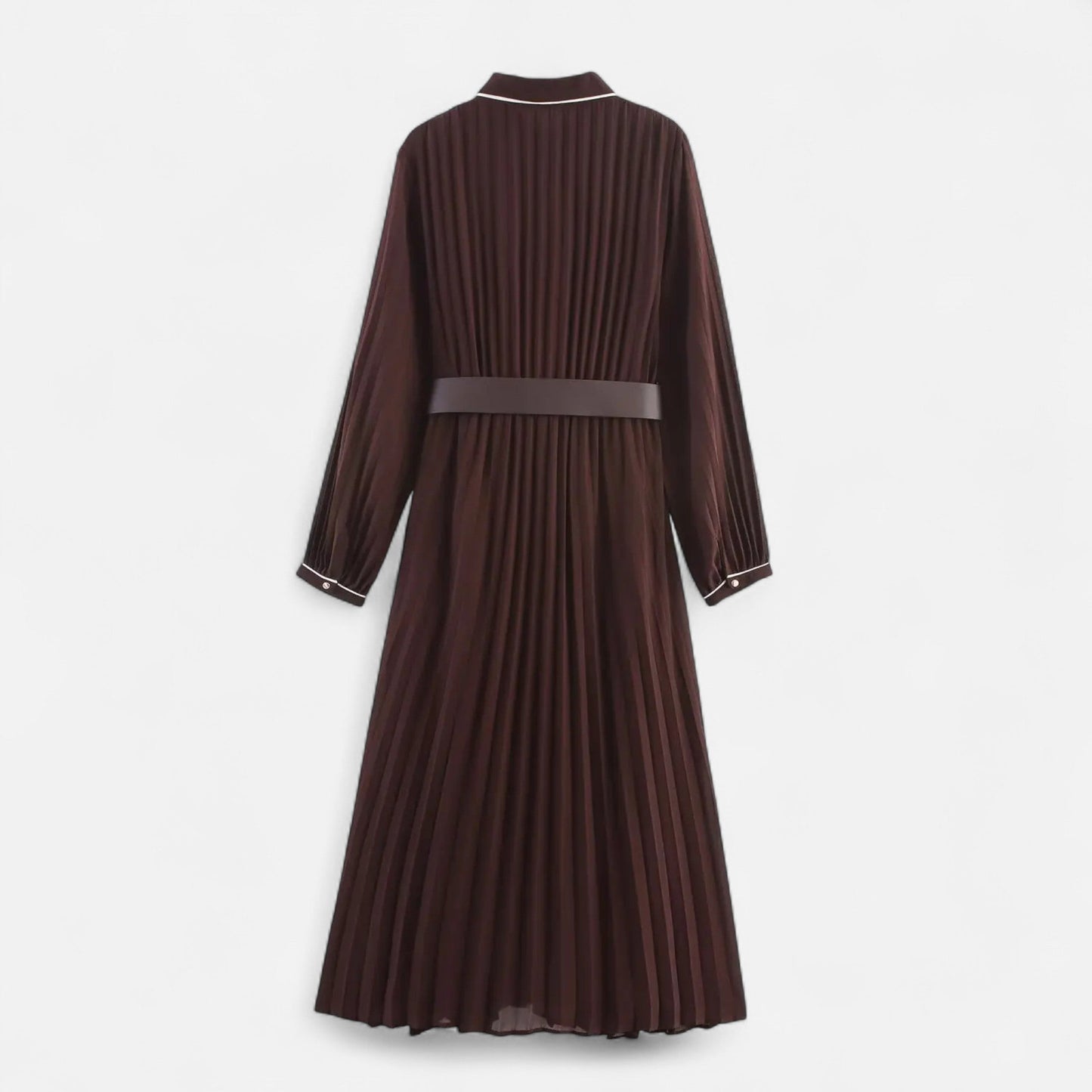 Women’s Chiffon Midi Dress – Turn-Down Collar Elegance