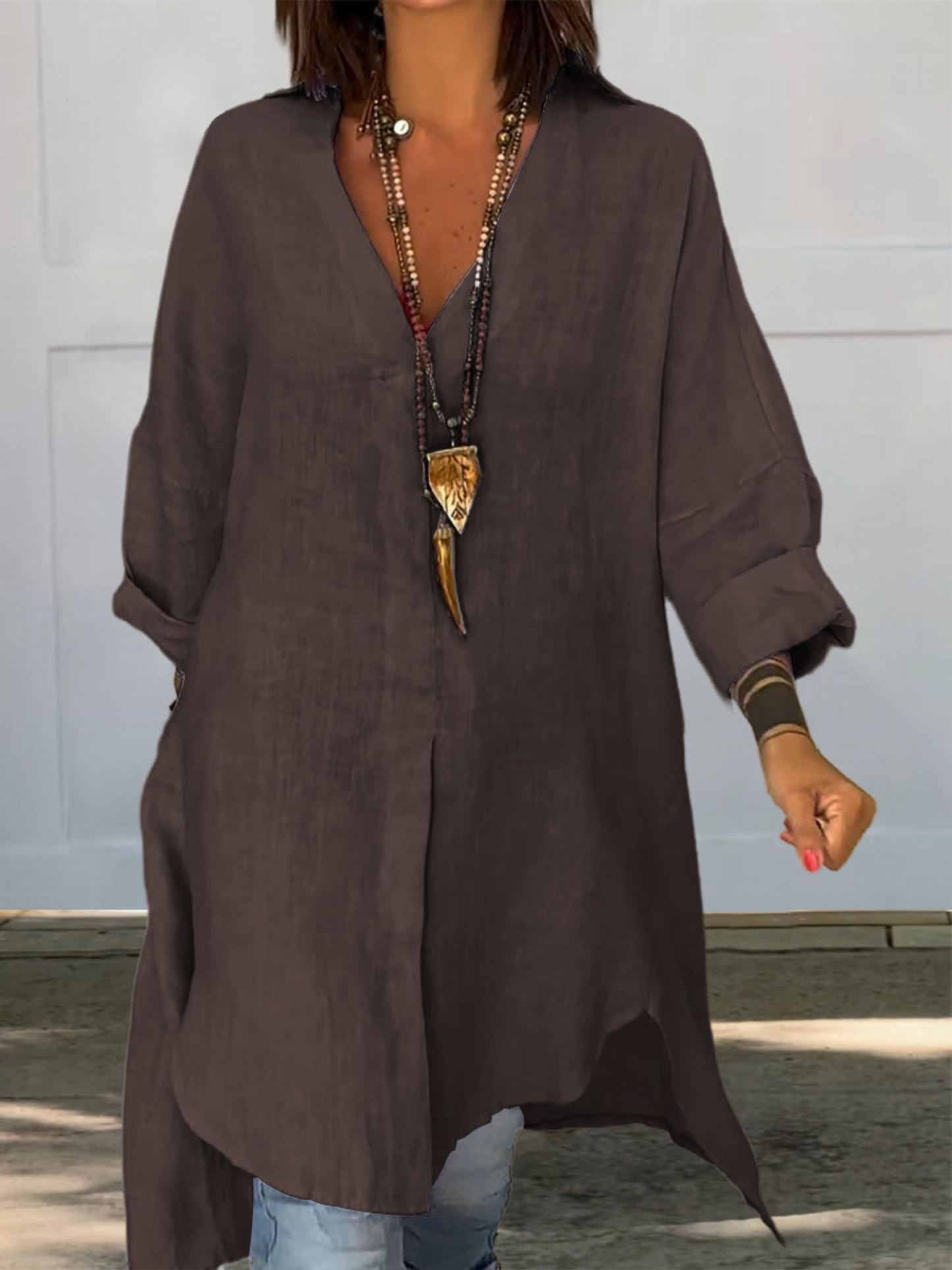 Linen Shirtdress Women's Casual Lightweight Tunic Shirt