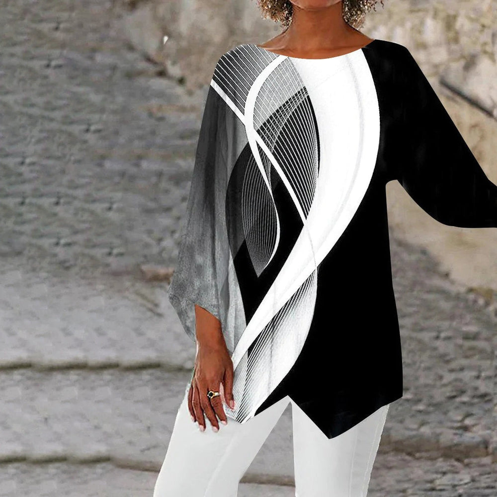 Women's Abstract Quarter-Sleeve Blouse