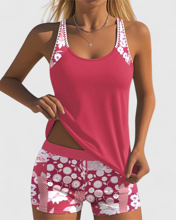 Women's Floral Print Tankini Swimsuit