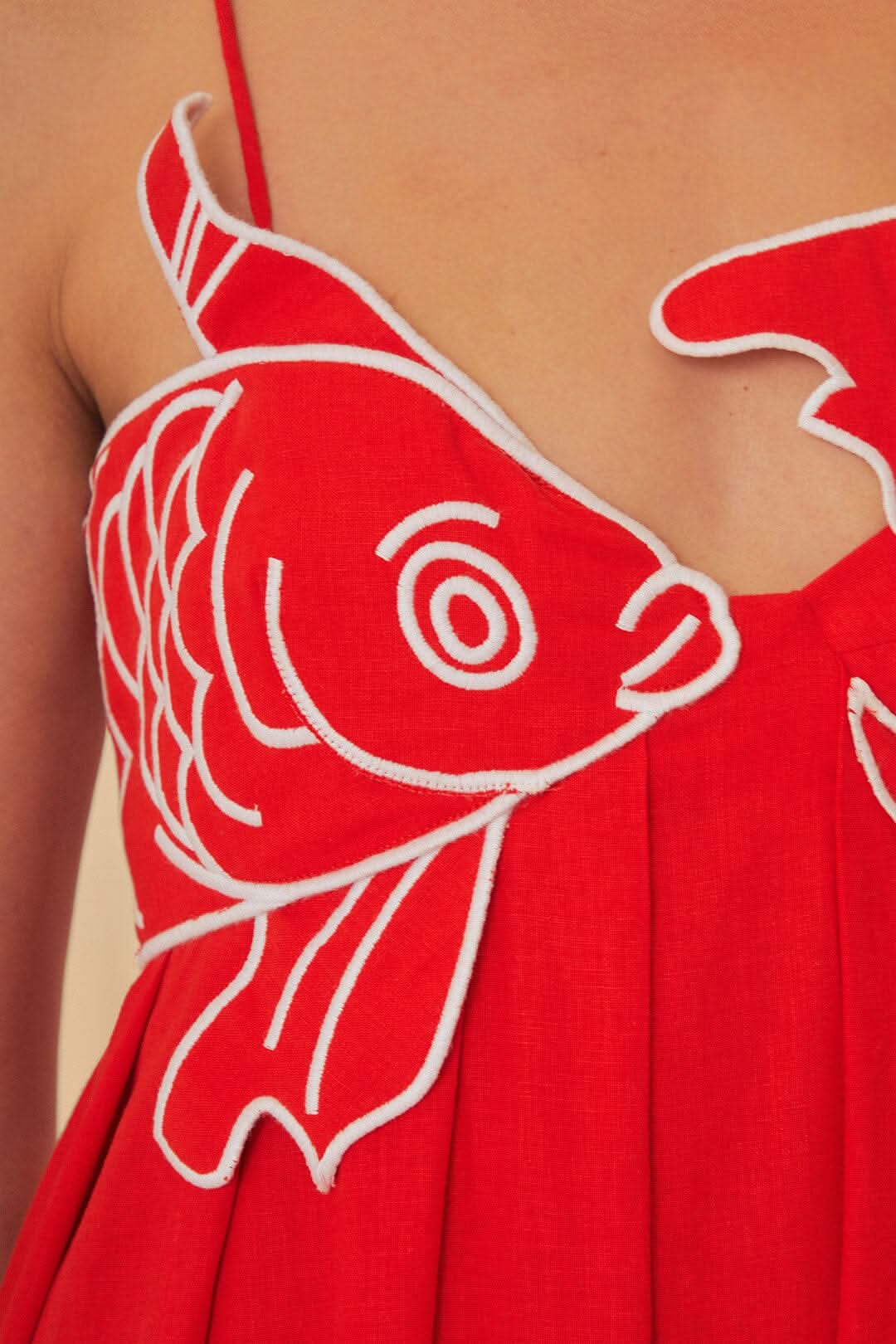 Damen Sommer Fischdruck Spaghetti-Träger Maxikleid