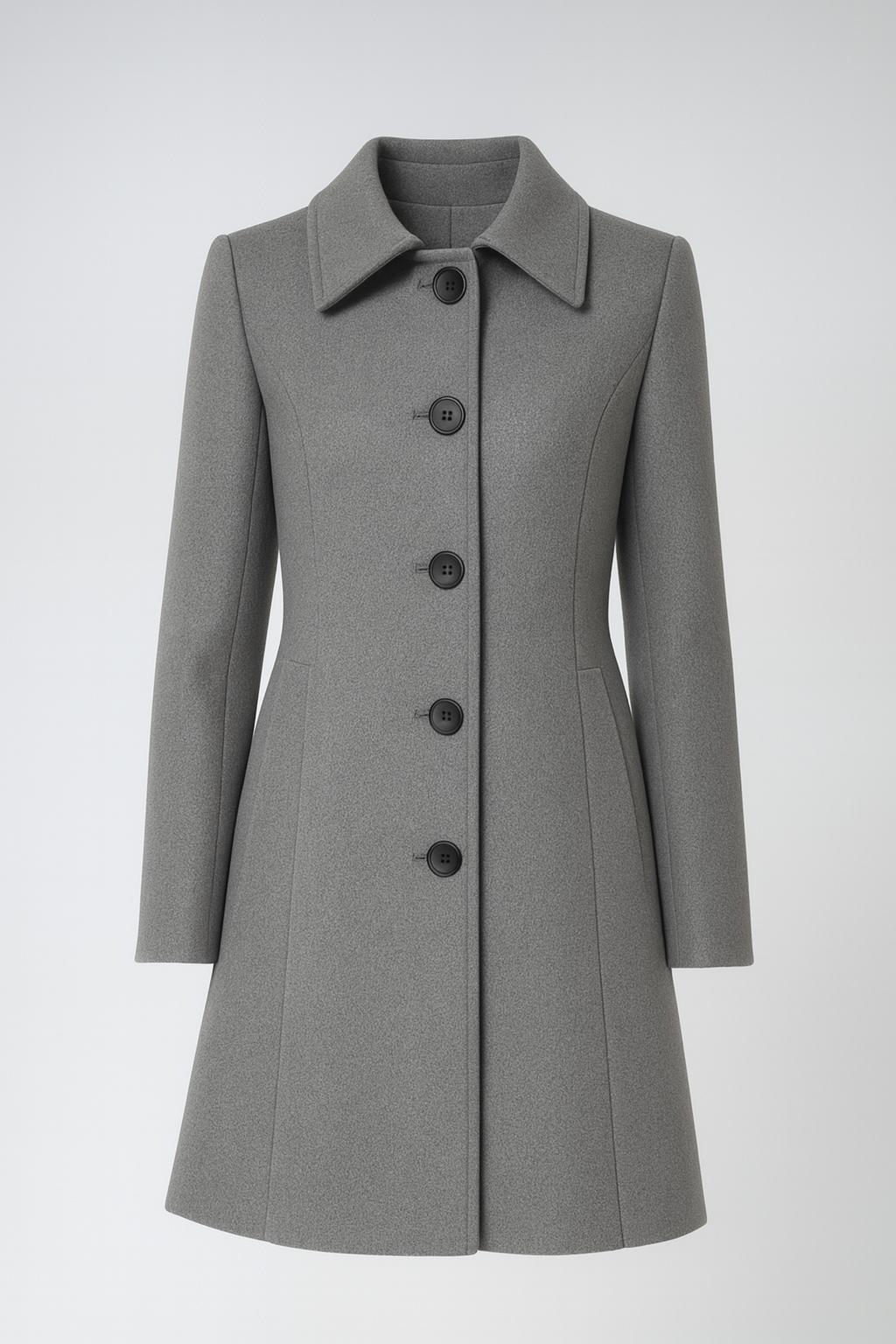 Women’s Winter Trench Coat with Shaped Waist and Button Front