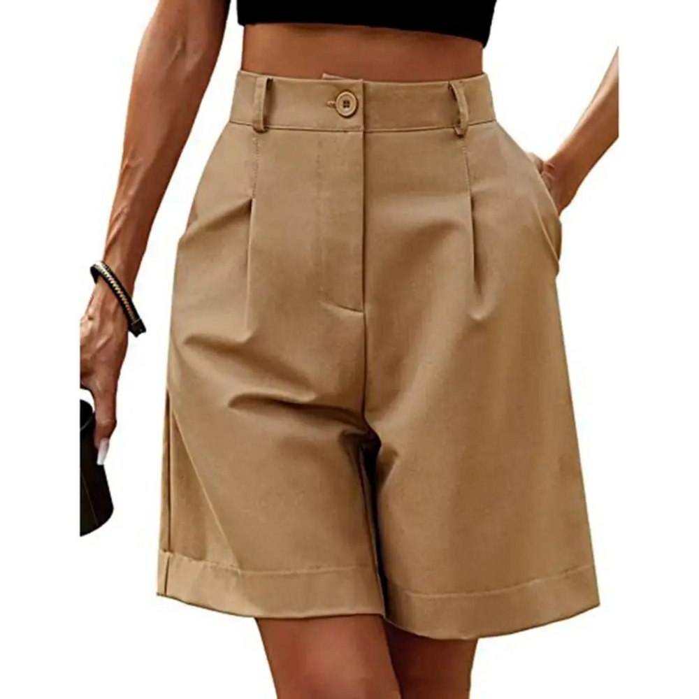 Short ample à taille haute et coupe ajustée pour femme