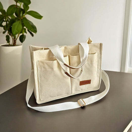 Corduroy Tote Bag (+ Free Travel Bag)