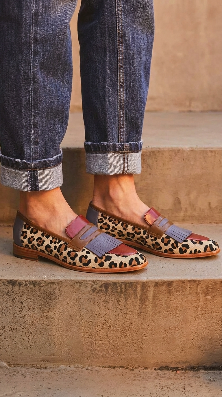 Fransen-Loafer mit mehreren Details