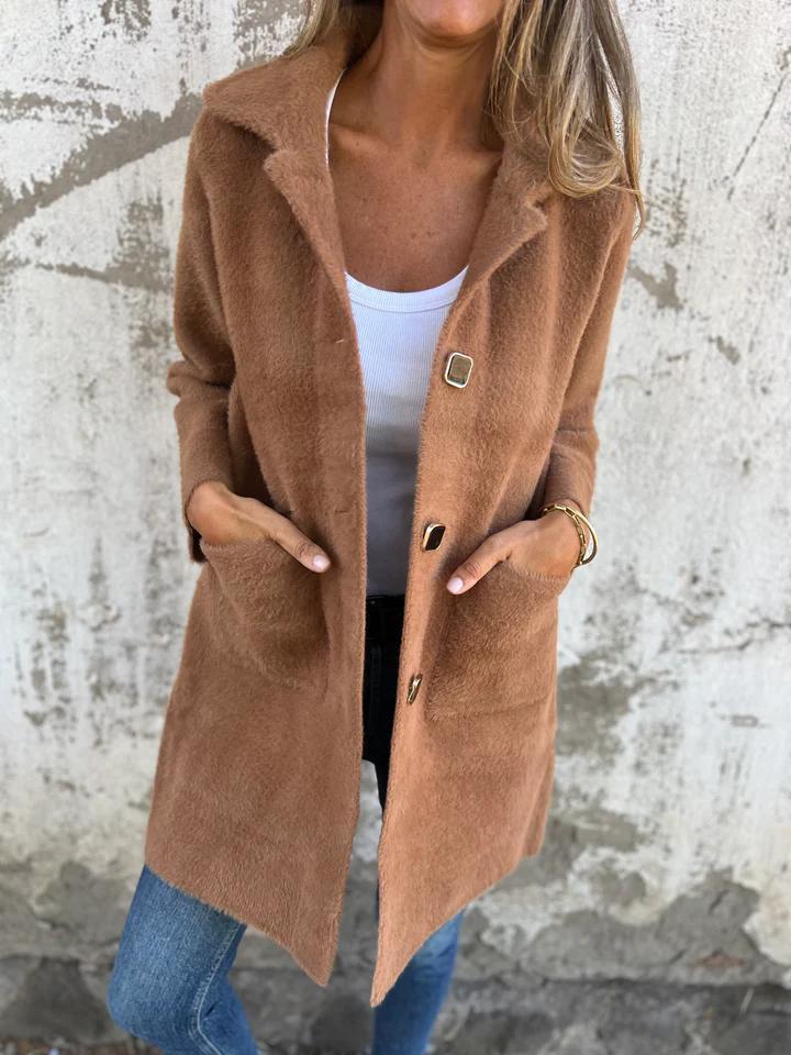Philippa Manteau Long Femme – Coupe Droite Élégante & Tissu Doux Confortable
