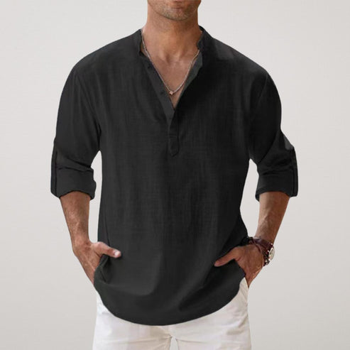 Linoven - Camisa Relajada Con Cuello Mao Botones