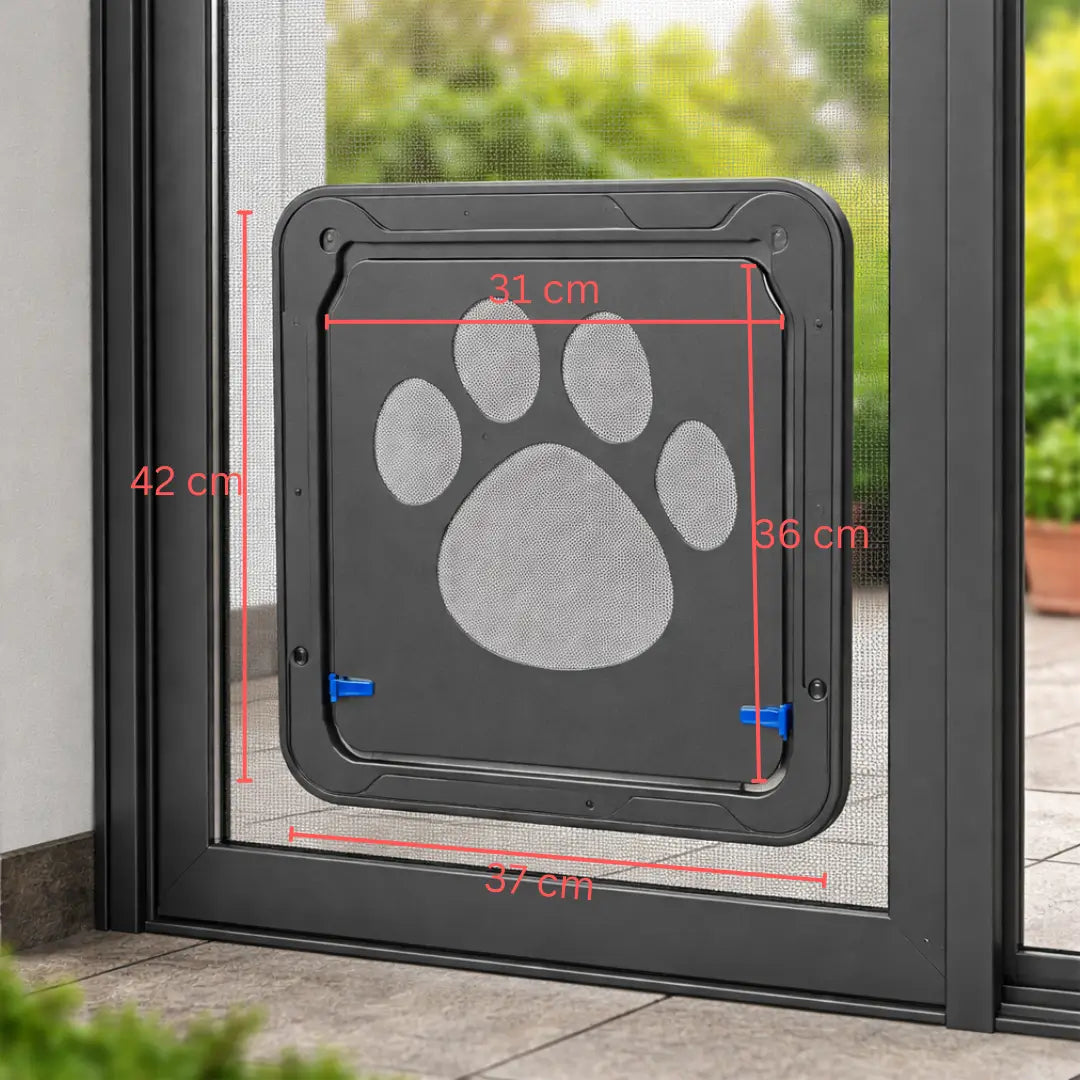 Hundeklappe für Fliegengitter mit Magnet | Sicher & abschließbar