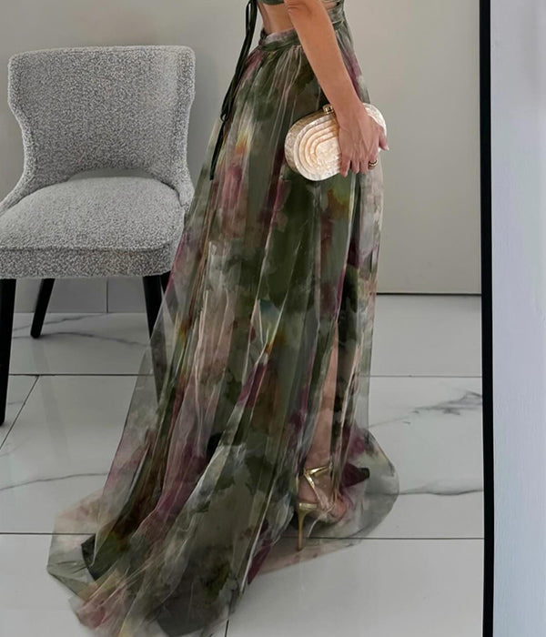 Robe longue femme florale silhouette fluide