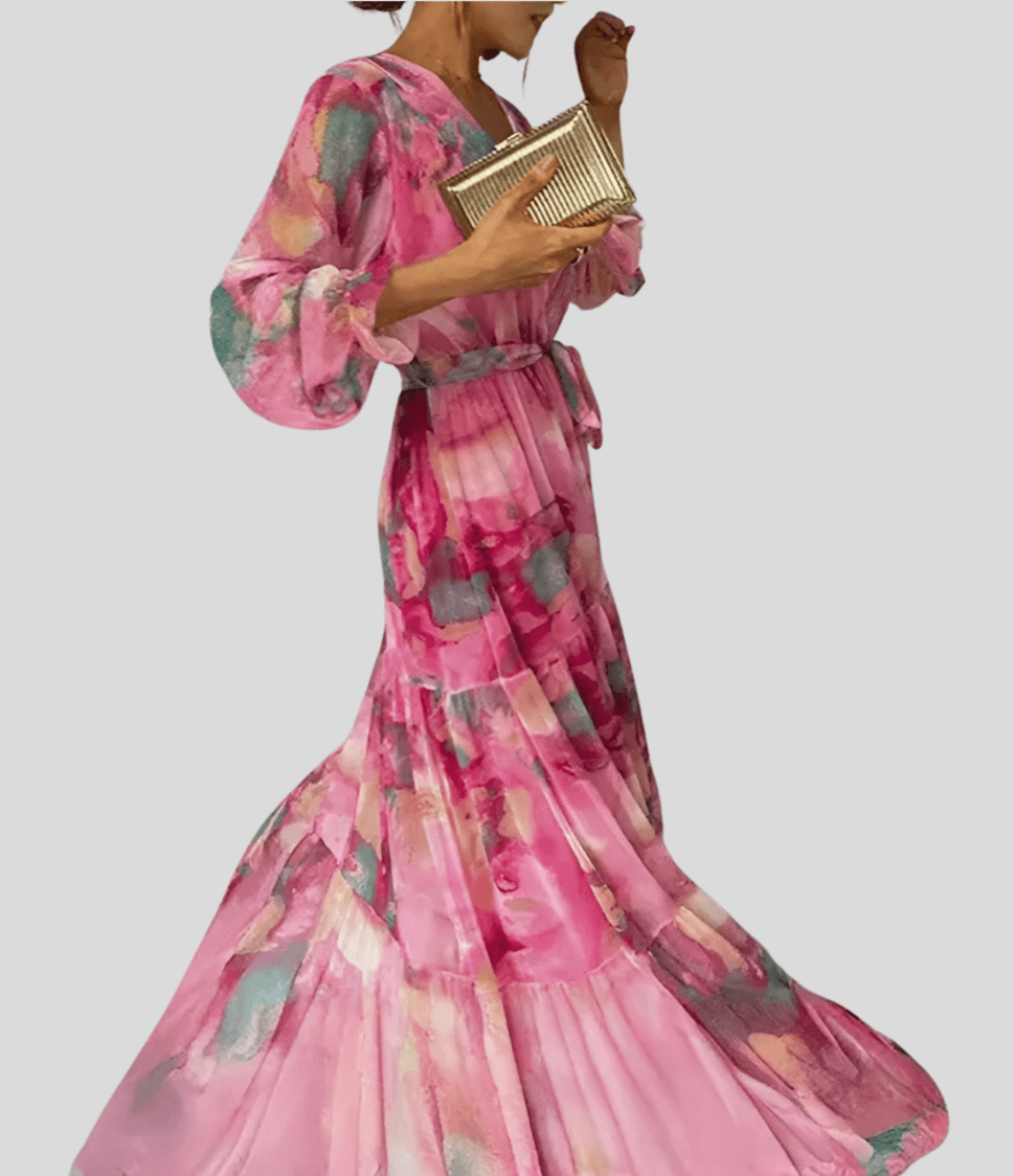 Pia - Long Sleeve Elegant Midi Dress
