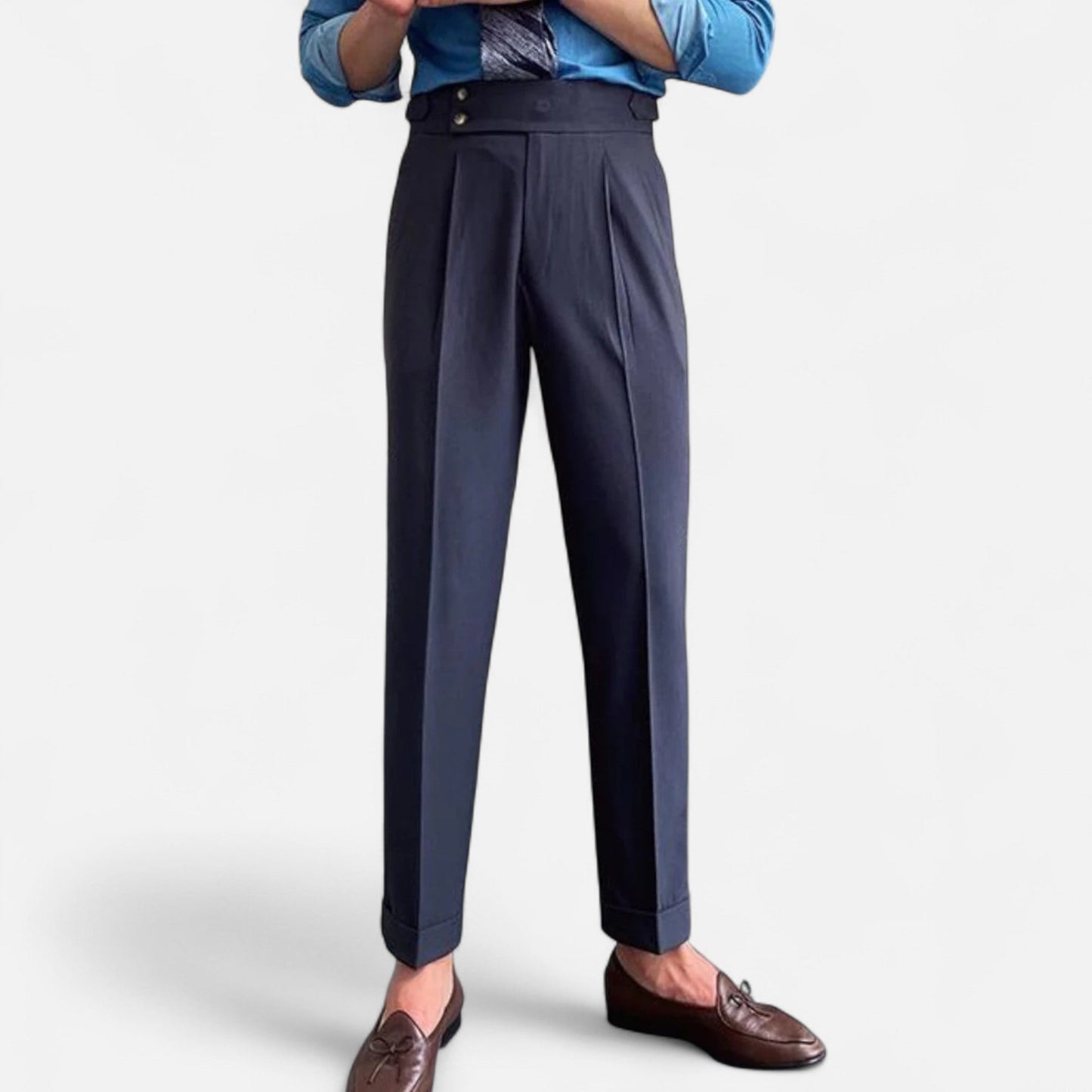 Pantalon drapé taille haute pour homme