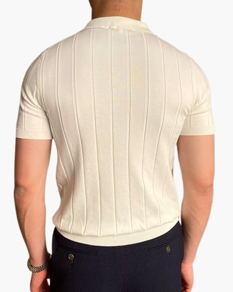 Lucito | Geripptes Baumwoll Polo mit Schlanker Passform