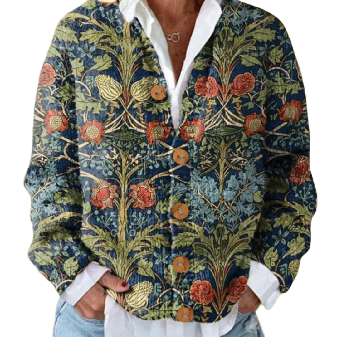 Sarah - Vintage Lente Vest s květinovým potiskem