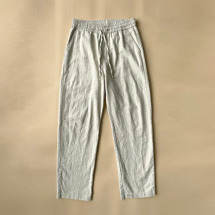 Vintage Elastische Casual Katoen Linnen Broek
