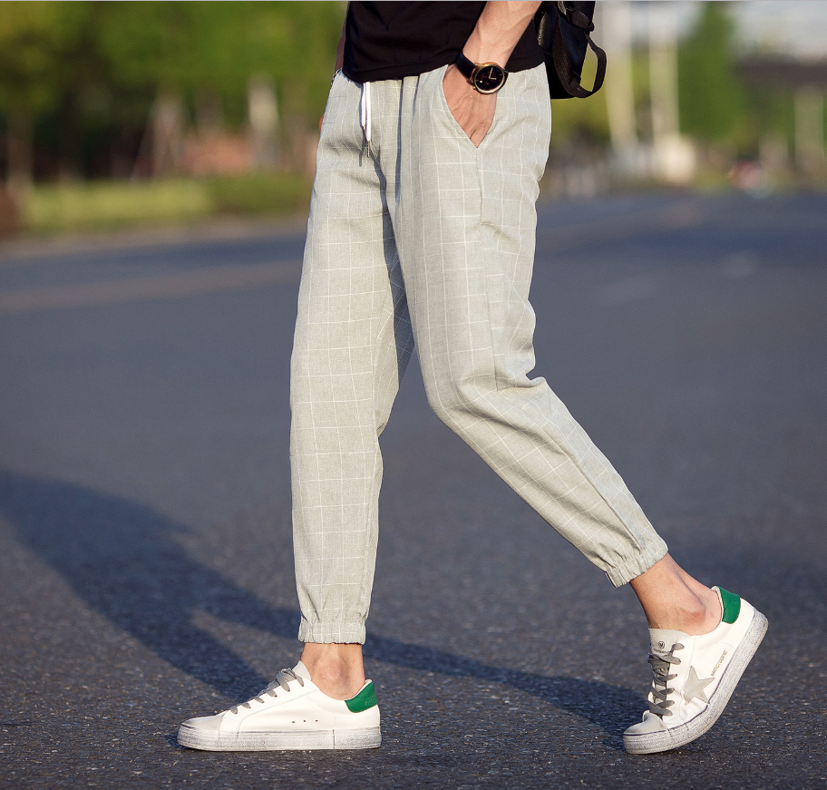 Slim Fit Plaid Trousers