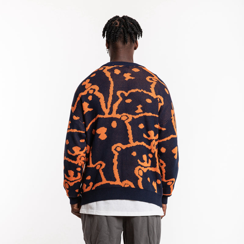 Bear loose round neck lazy sweater