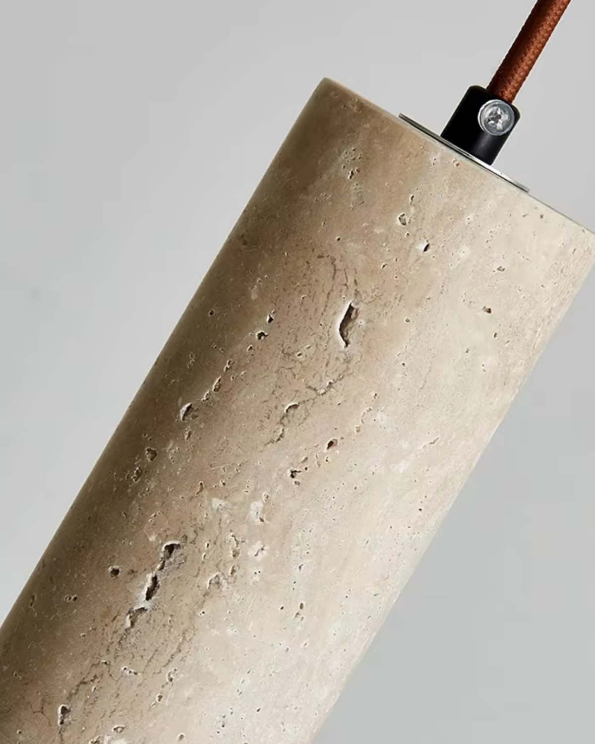 Natuurlijke travertin hanglamp met cilindervormig design voor eetkamer en hal – Japandi natuursteen verlichting | Restfield