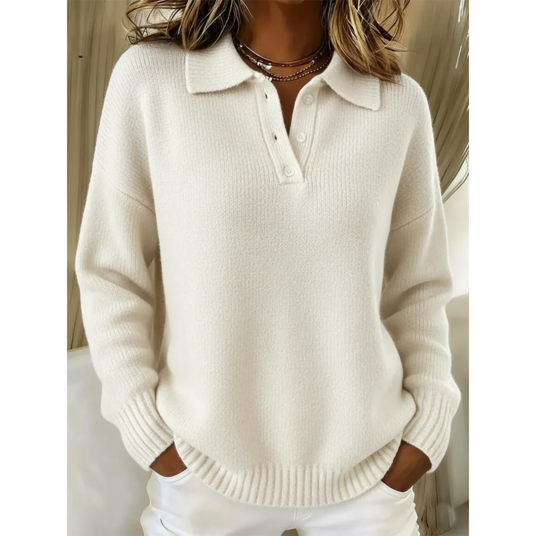 Maglione da donna ampio – Polo classica con maniche lunghe