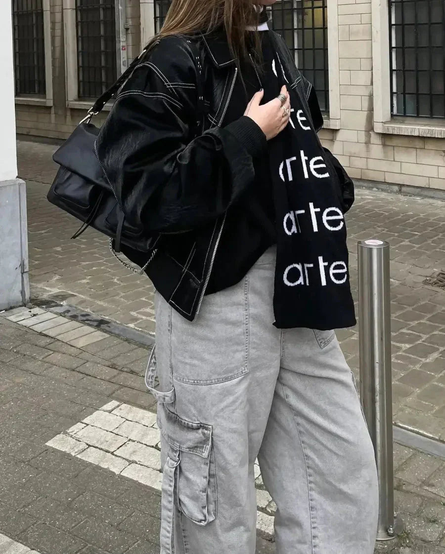 Veste Oversize Femme Avec Fermeture Zippée – Style Moderne Décontracté