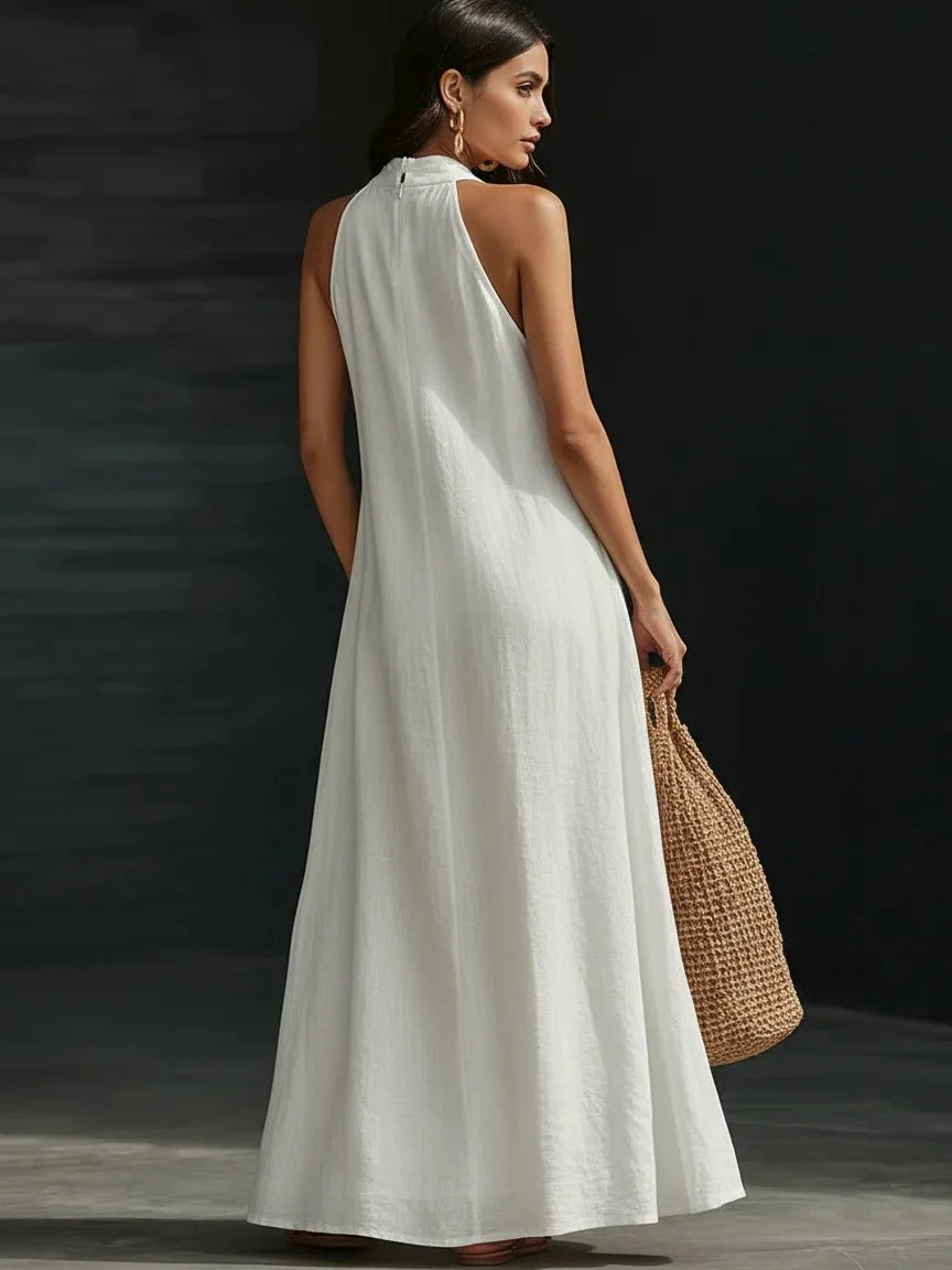 Amara | Linen Blend Halter Maxi Dress